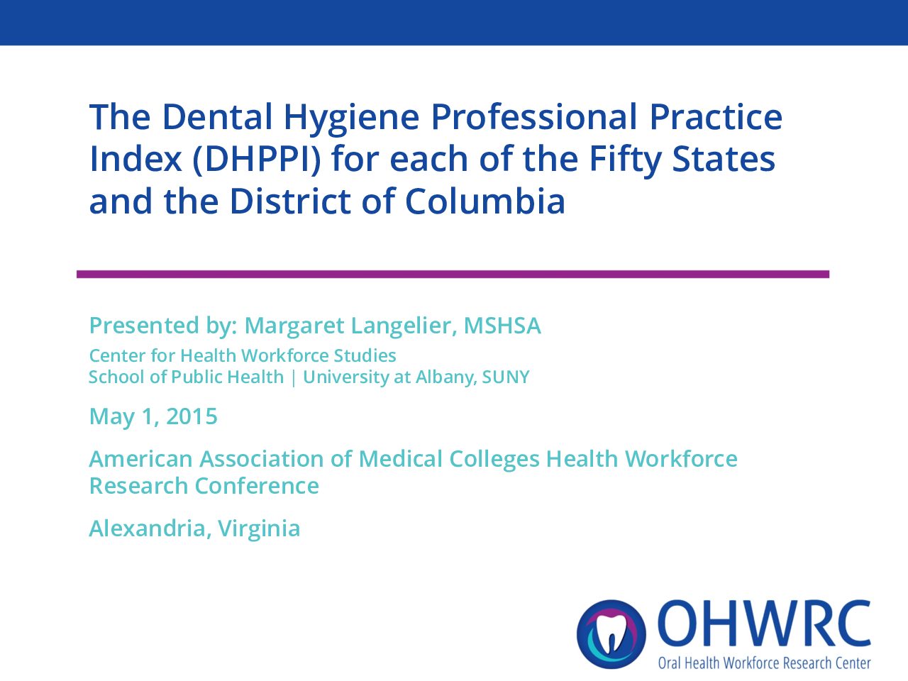 Dental Hygiene Professional Practice Index (DHPPI) for Each of the 50 States and the District of Columbia