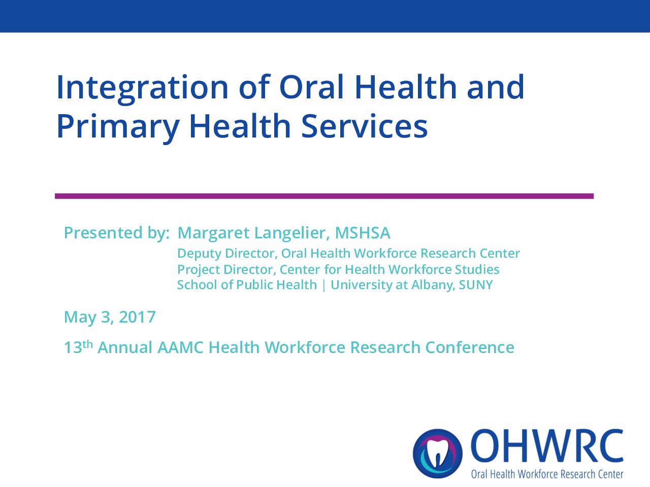 Integration of Oral Health and Primary Health Services