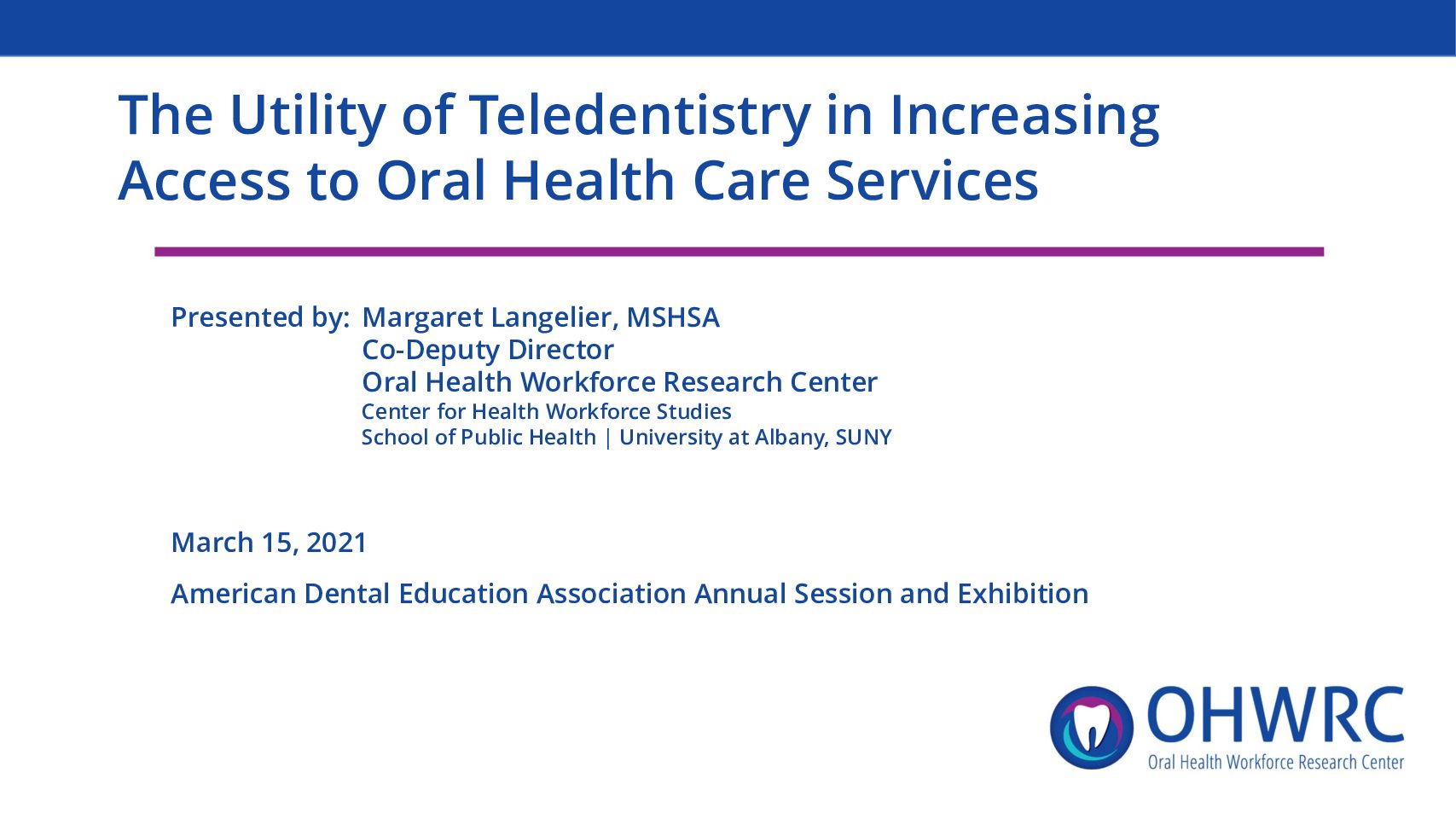 The Utility of Teledentistry in Increasing Access to Oral Health Care Services