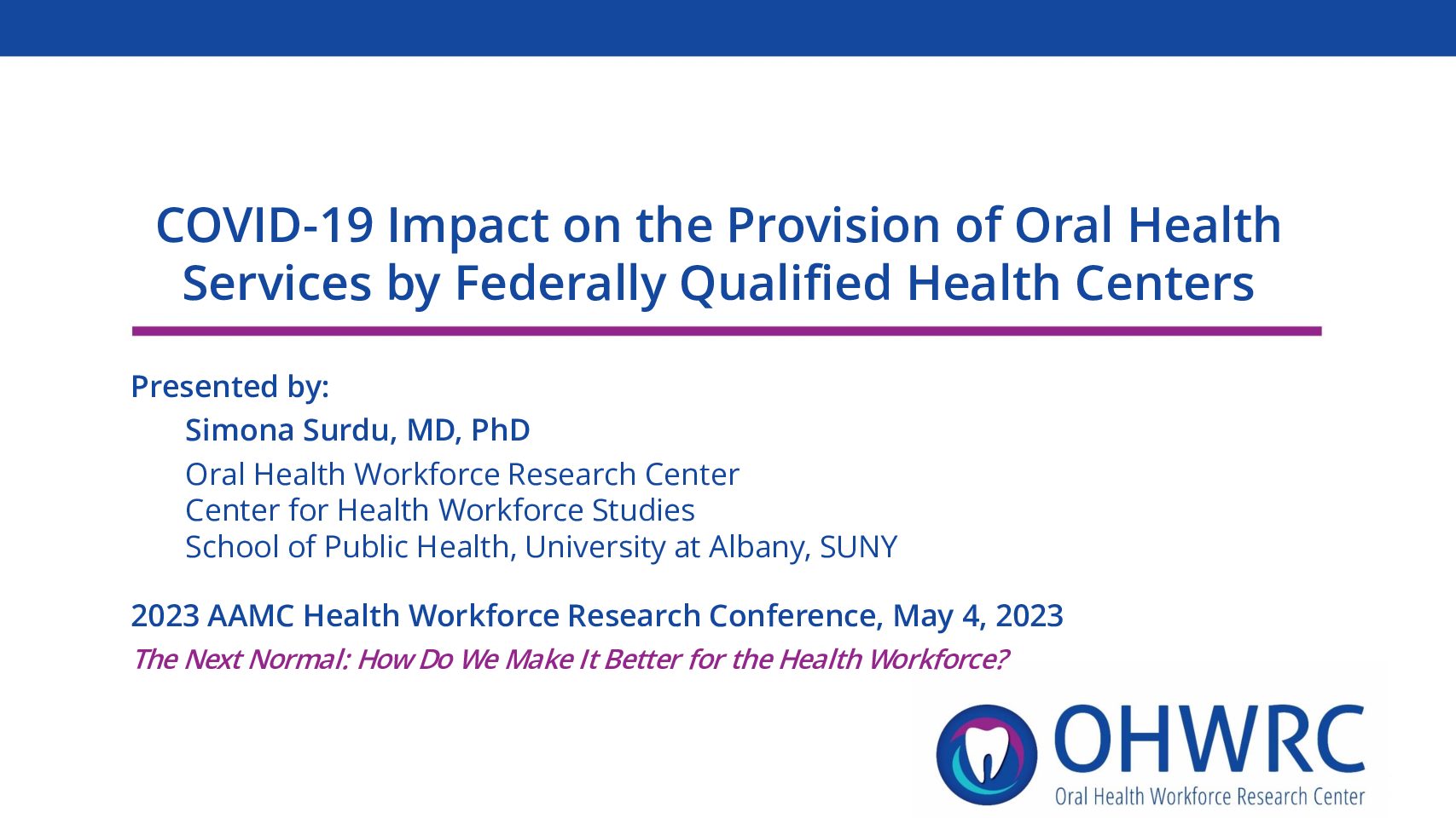 COVID-19 Impact on the Provision of Oral Health Services by Federally Qualified Health Centers